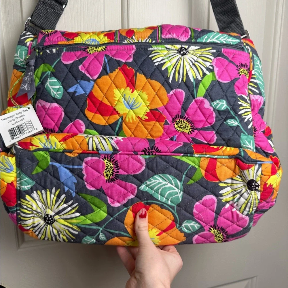 NWT Vera Bradley Jazzy Blooms Diaper Bag With Changing Pad Floral Diaper Bag New
